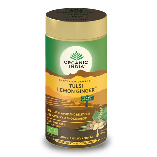 Tulsi Lemon Ginger Infusión Ayurvédica Organic India 100 g