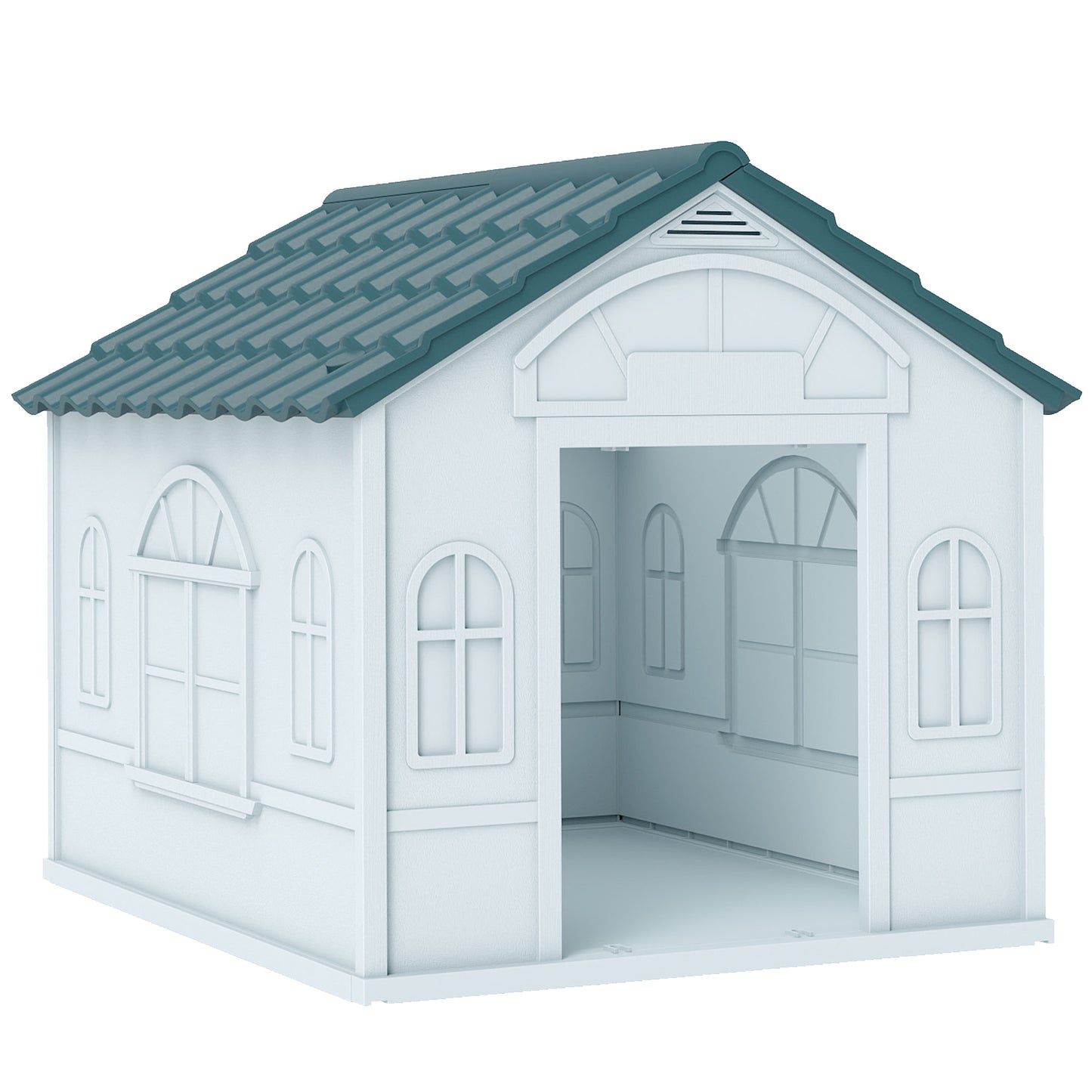 Pawhut Caseta Para Perros Para Exterior 65x75,7x63 Cm Azul Verdoso Y Blanco_0