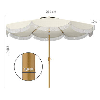Outsunny Sombrilla Terraza Exterior Ø269 Cm Con Ángulo Ajustable Beige_2