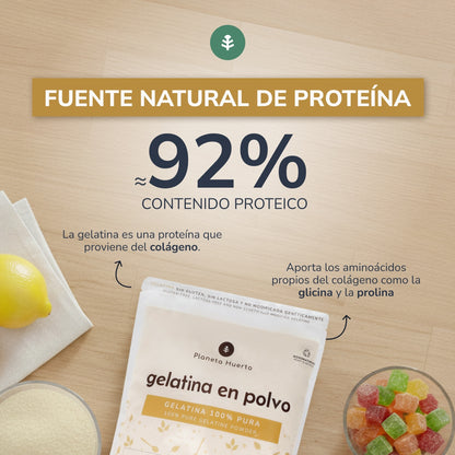 Pack 2x Gelatina neutra en polvo fuente de colágeno Planeta Huerto 1 Kg