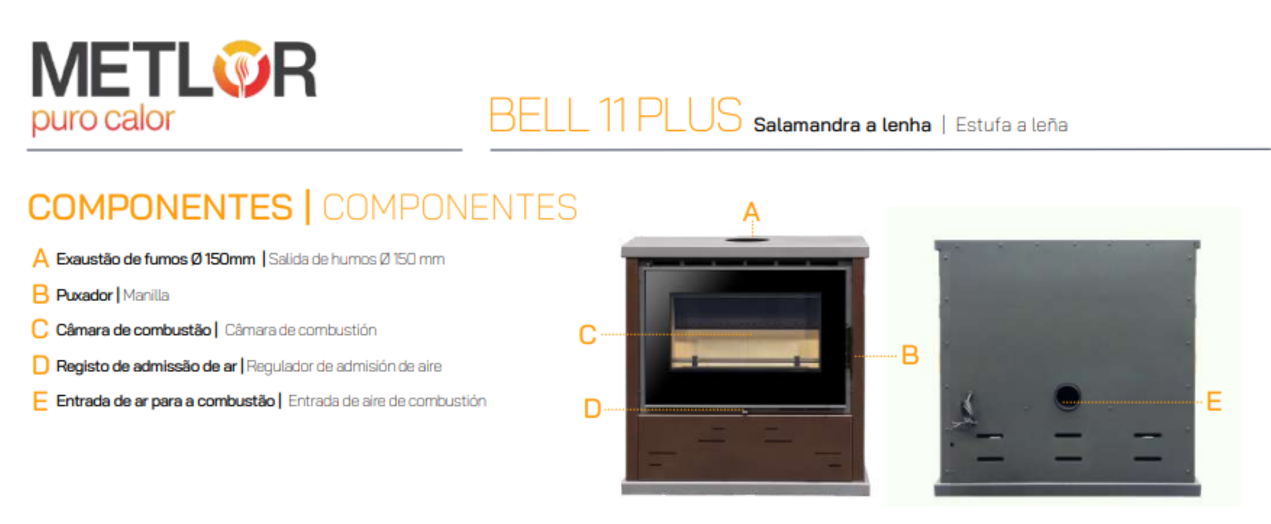 Estufa De Leña Metlor Modelo Bell 11 Plus Bronce_3