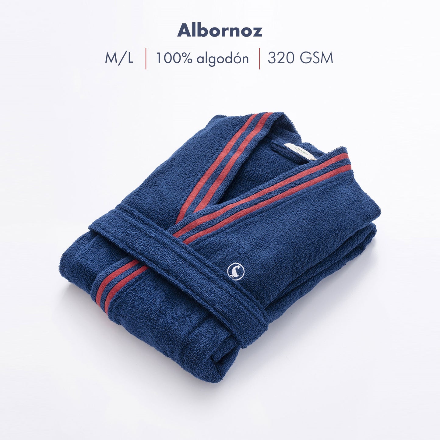 Albornoz Azul Marino M/l 320gsm 100% Algodón Con Logo Bordado El Ganso