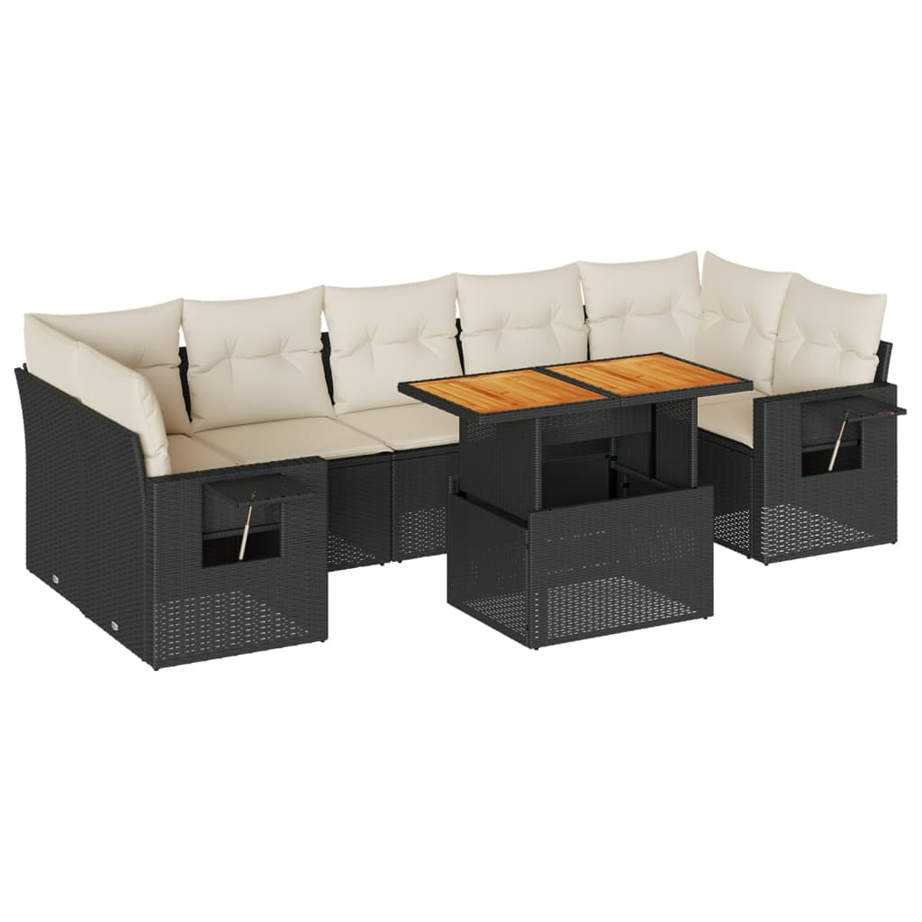 Set De Sofás De Jardín Y Cojines 8 Piezas Ratán Sintético Negro / Vetonek_2