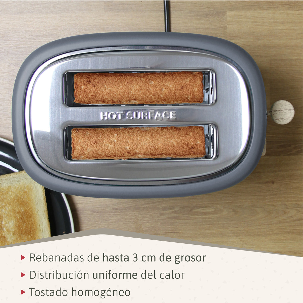 Briebe Nordic Set Tostadora Pan Ranura Ancha 2 Rebanadas + Hervidor Agua Eléctrico 1,7l Inalámbrico, Skt1167gry, Gris_4