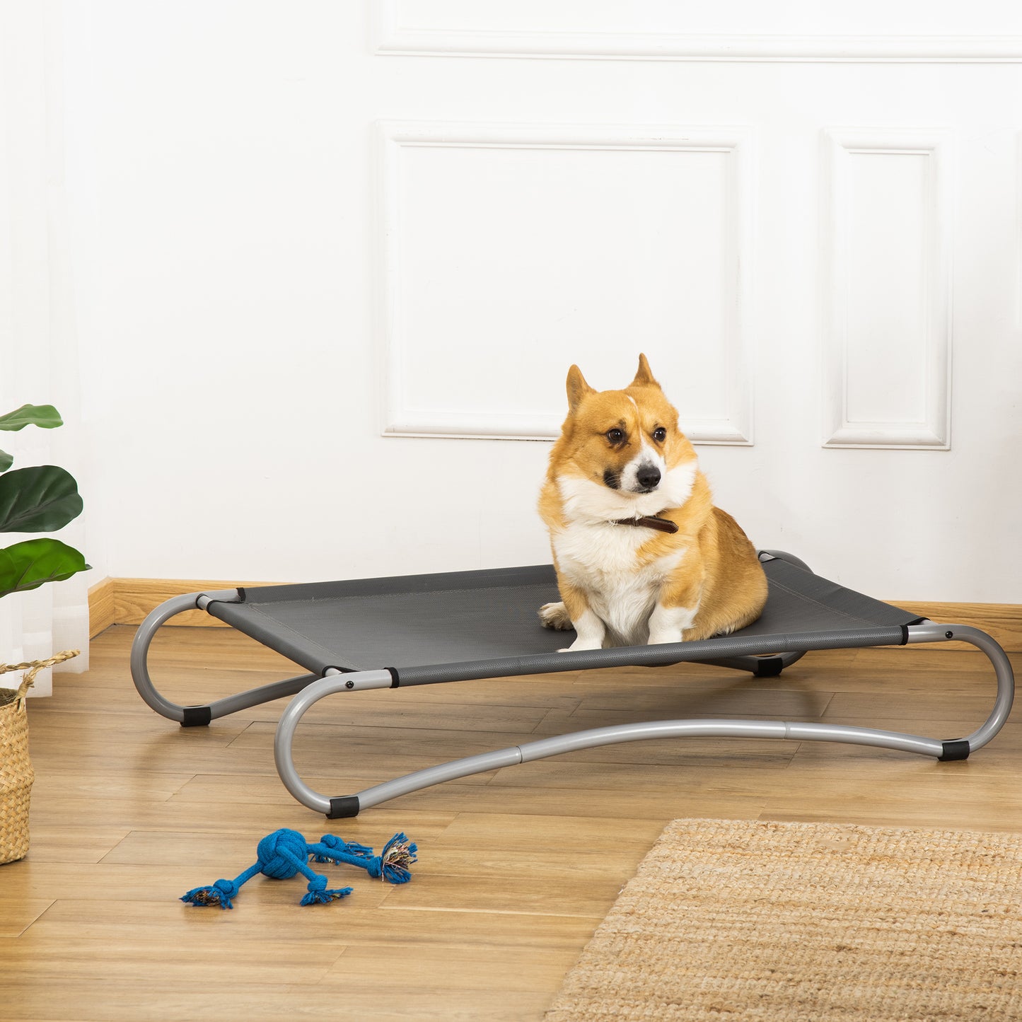 Pawhut Cama Elevada Para Perros Con Tela De Malla Marco Curvo Acero 110x65x20 Cm_1