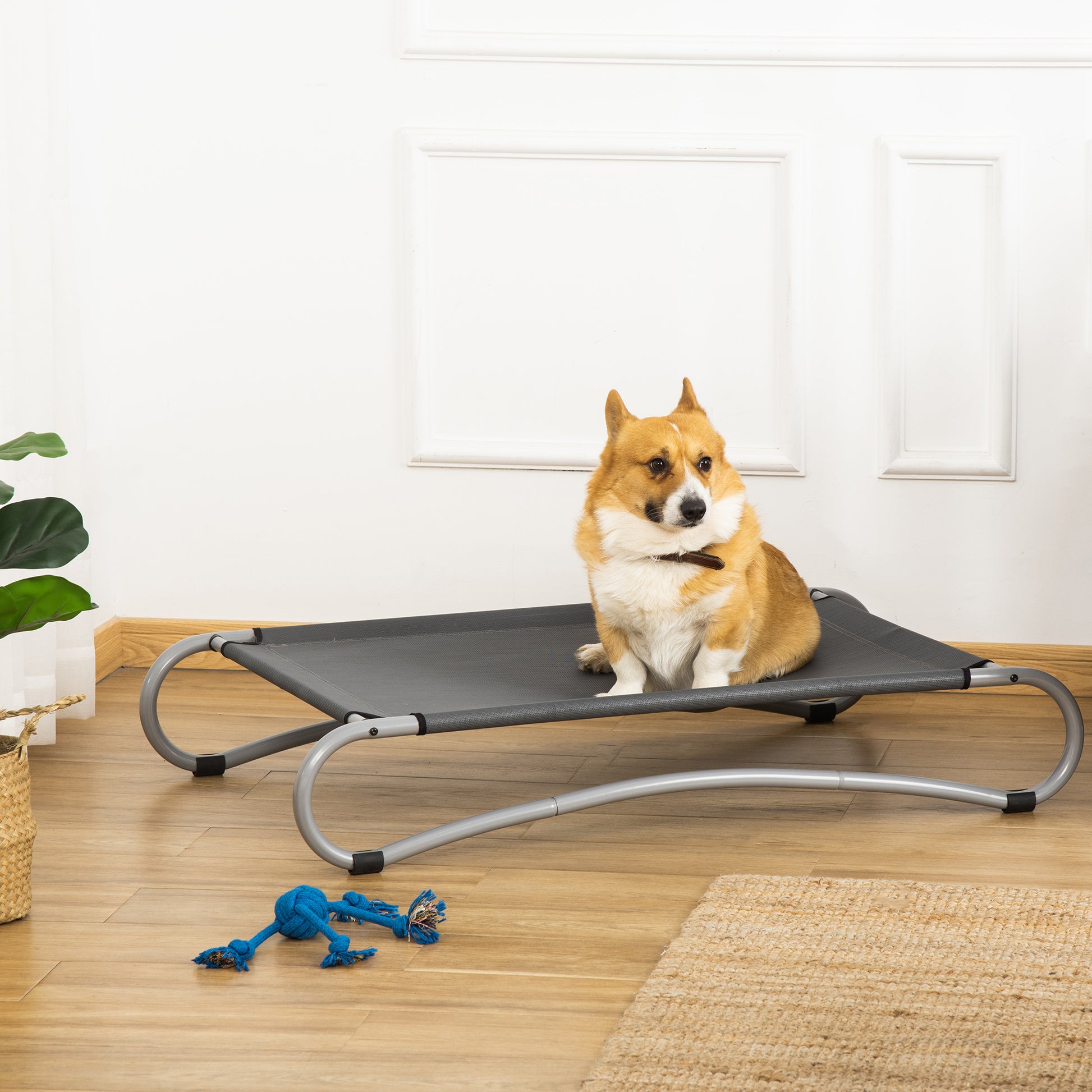 Pawhut Cama Elevada Para Perros Con Tela De Malla Marco Curvo Acero 110x65x20 Cm_1