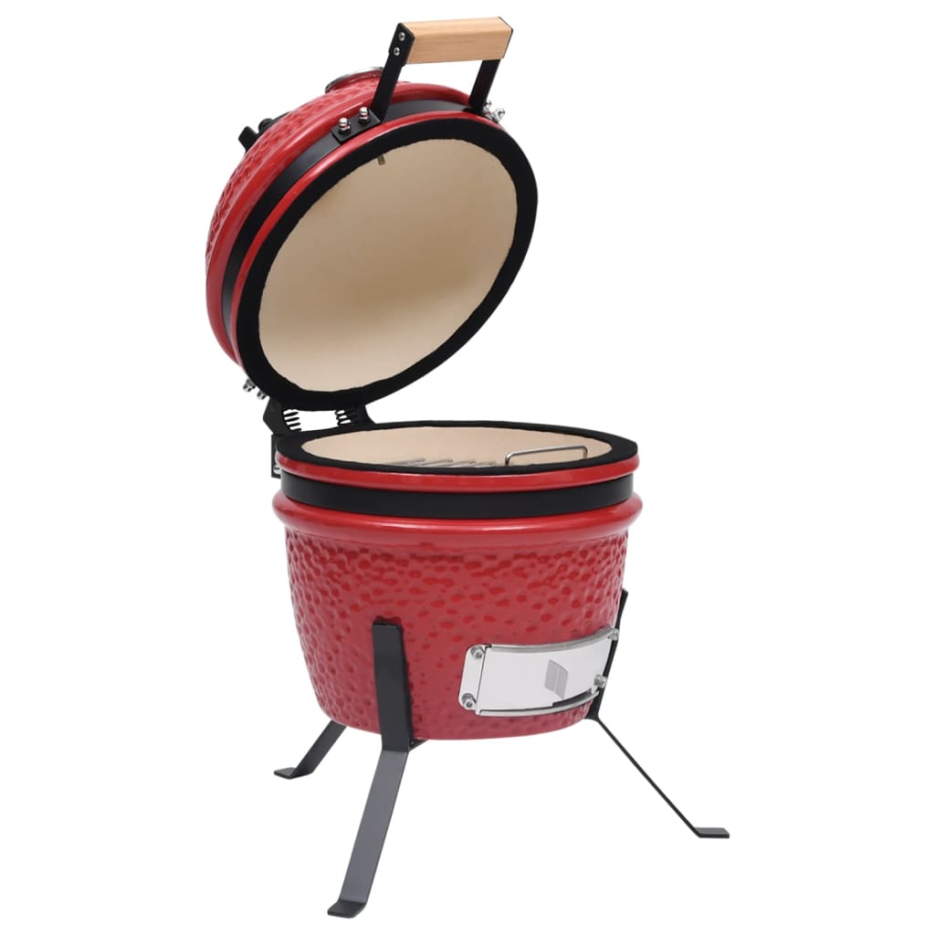 2 En 1 Barbacoa Ahumadora Kamado De Cerámica Rojo 56 Cm / Vetonek_1