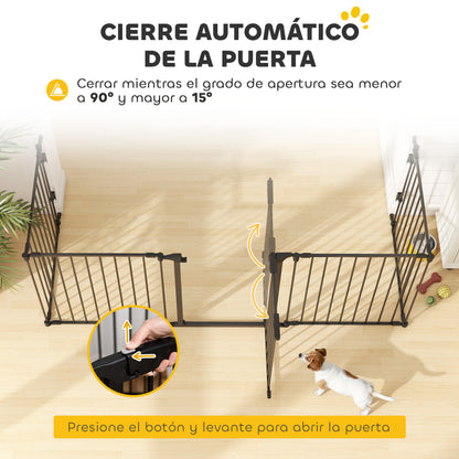 Pawhut Barrera De Seguridad 300 Cm Parque Para Perros De 5 Paneles Negro_5