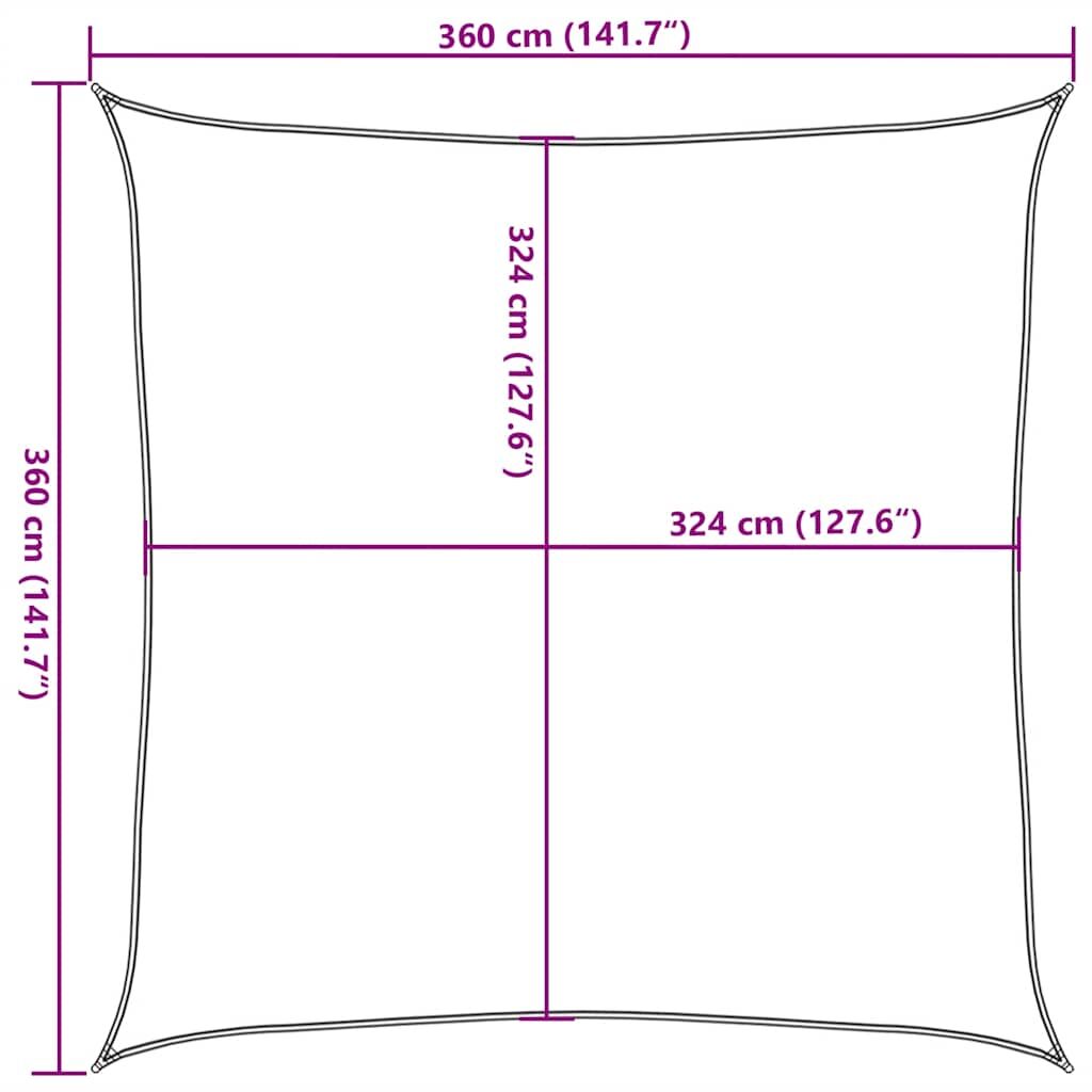 Vidaxl Toldo De Vela Cuadrado Hdpe Azul 160 G/m² 3,6x3,6 M_2