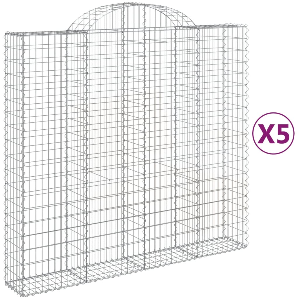 Cestas De Gaviones 5 Uds Forma De Arco Hierro 200x50x180/200 Cm_0