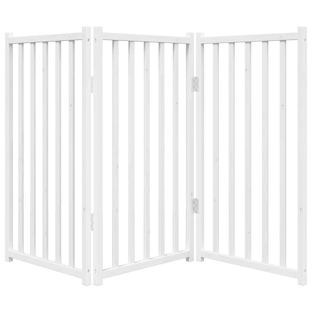 Vidaxl Puerta De Perros Plegable 3 Paneles Madera Abeto Blanco 150 Cm_3