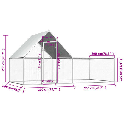 Vidaxl Gallinero Acero Galvanizado 4x2x2 M_5