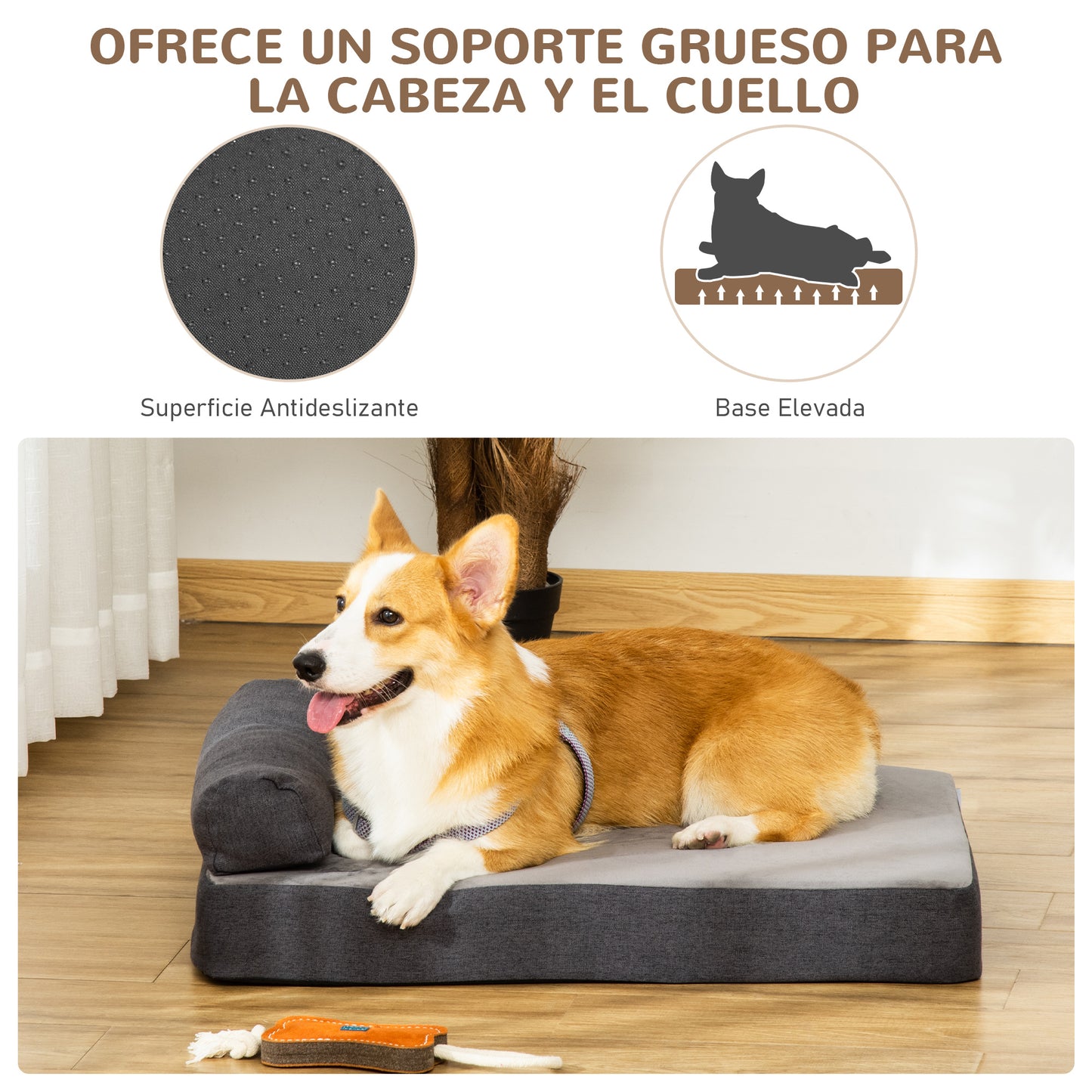 Pawhut Cama Para Perros Lavable Con Almohada Extraíble Y Espuma Viscoelástica_5