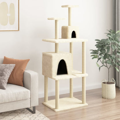 Vidaxl Rascador Para Gatos Con Postes De Sisal Color Crema 167 Cm_1