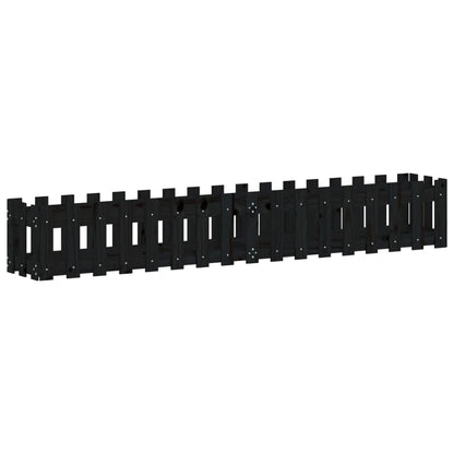 Arriate Elevado Jardín Con Valla Madera Pino Negro 200x30x30cm_3