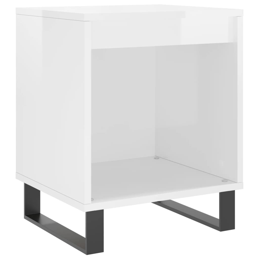 Mesitas Noche 2 Uds Madera Ingeniería Blanco Brillo 40x35x50 Cm_2