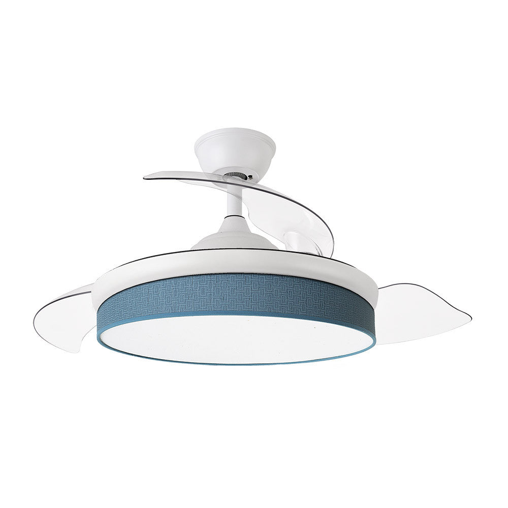 Ventilador Dc Moda 72w Blanco/azul 91d 3aspas 7200lm 3000-4000-6000k Remoto+ Memoria+ Temporizador_1