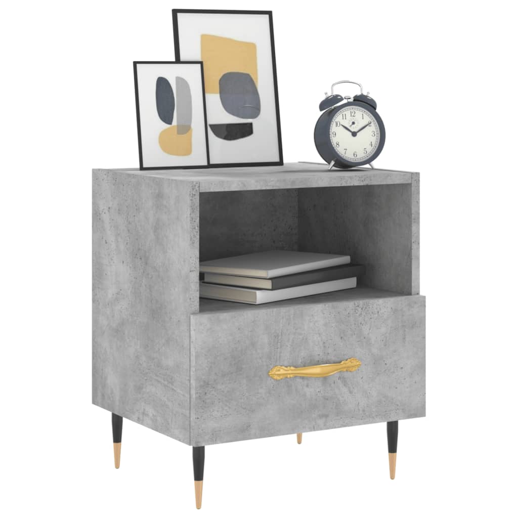 Mesita Noche 2 Uds Madera Ingeniería Gris Hormigón 40x35x47,5cm_1