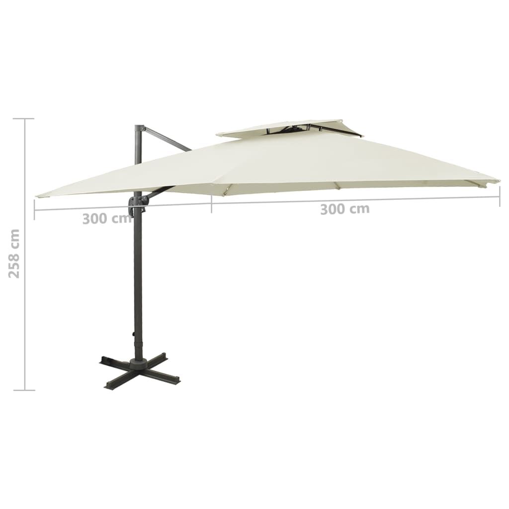 Vidaxl Sombrilla De Jardín Voladiza Con Doble Techo 300x300 Cm Arena_2