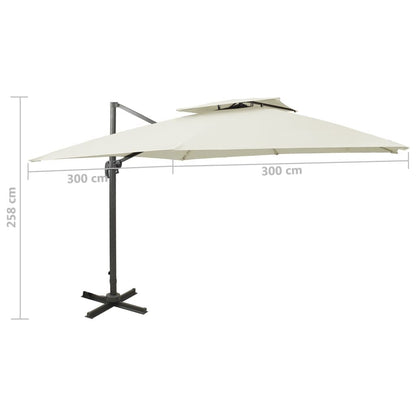 Vidaxl Sombrilla De Jardín Voladiza Con Doble Techo 300x300 Cm Arena_2