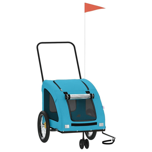 Vidaxl Remolque De Bicicleta Mascotas Hierro Tela Oxford Azul_0