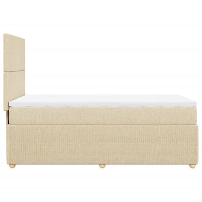Cama Box Spring Con Colchón Tela Color Crema 100x200 Cm / Vetonek_2
