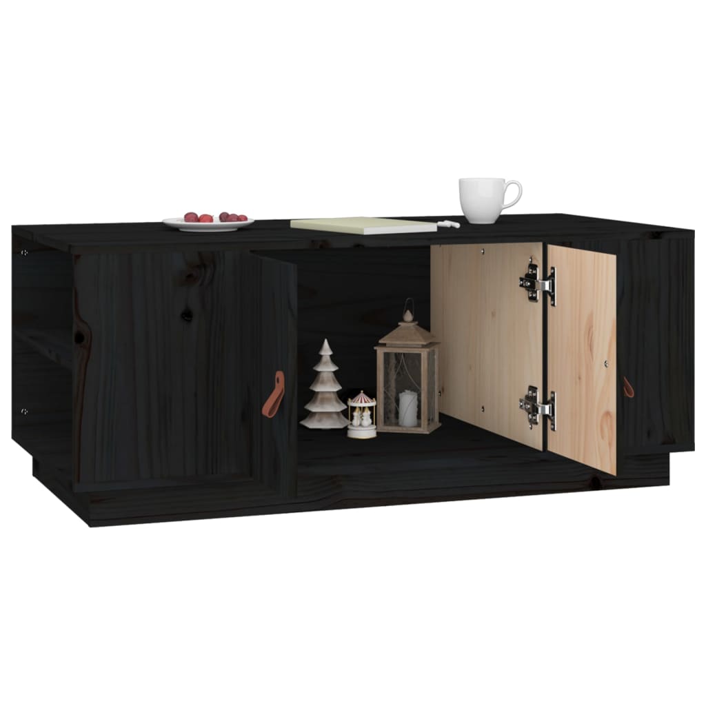 Mesa De Centro De Madera Maciza De Pino Negro 100x50x41 Cm_2