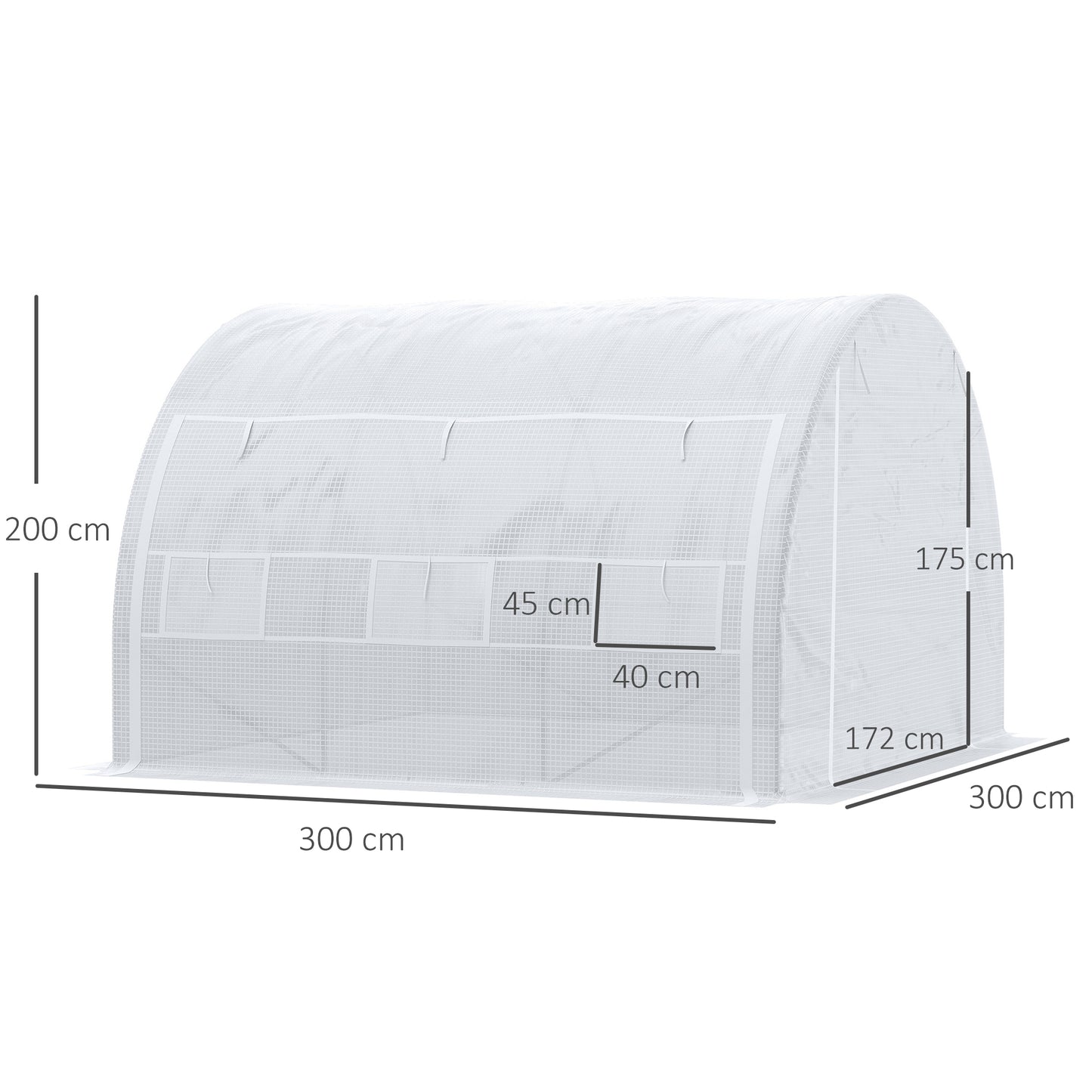 Outsunny Invernadero De Túnel Jardín 3x3x2m Con Puerta Y 6 Ventanas Enrollables_2