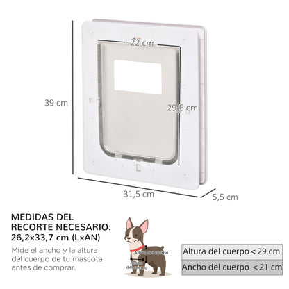 Pawhut Puerta Para Mascotas 31,5x39x5,5cm Con Cierre Magnético De 2 Vías Blanco_3