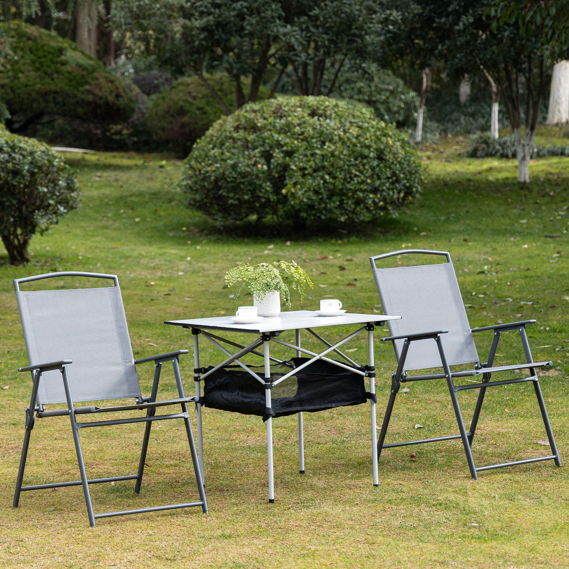 Outsunny Mesa De Camping Plegable Con Almacenaje De Malla Bolsa De Transporte_1