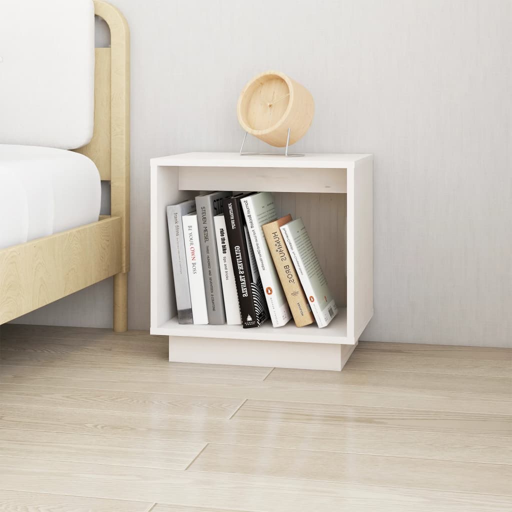 Mesitas De Noche 2 Uds Madera Maciza De Pino Blanco 40x30x40 Cm_1