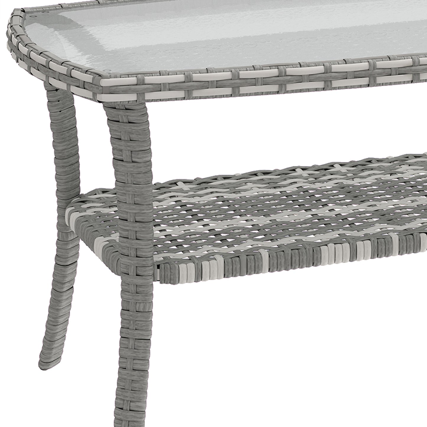 Outsunny Mesa De Jardín Exterior Rectangular De Ratán Con Estante Gris Oscuro_3