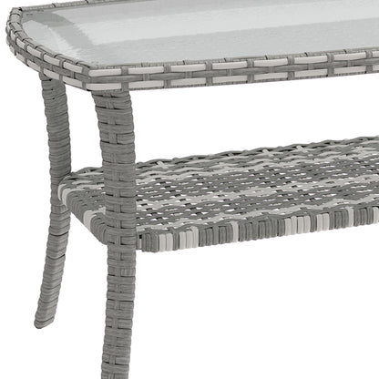 Outsunny Mesa De Jardín Exterior Rectangular De Ratán Con Estante Gris Oscuro_3