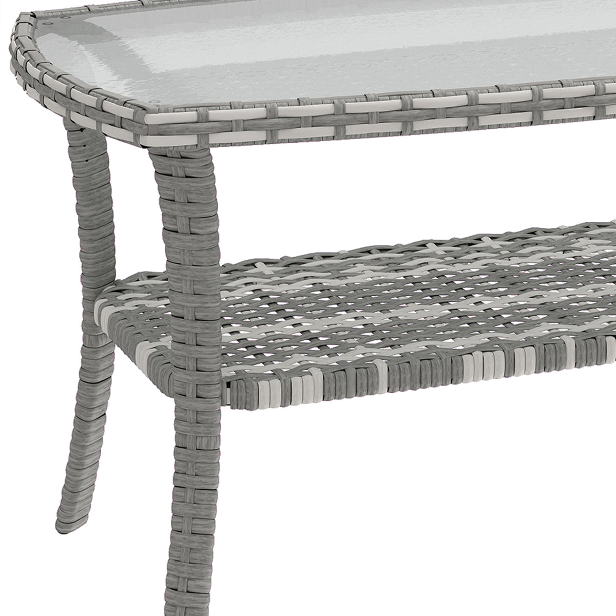 Outsunny Mesa De Jardín Exterior Rectangular De Ratán Con Estante Gris Oscuro_3