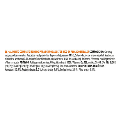 Comida húmeda perros adultos sin cereales pescado en salsa Pro Plan 400 g