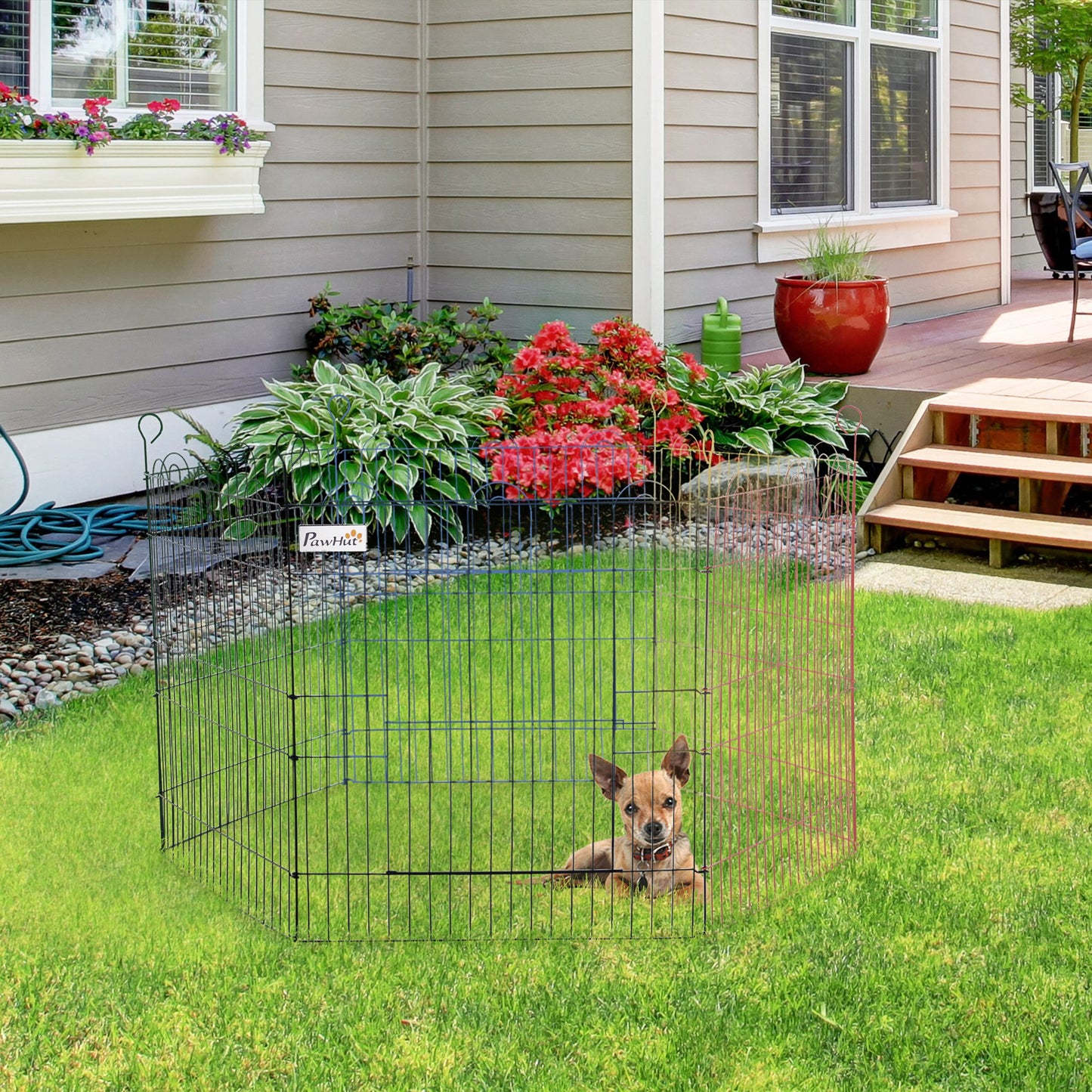 Pawhut Parque Plegable Para Mascotas De 6 Paneles De Alambre Para Jardín Ø120x66_4