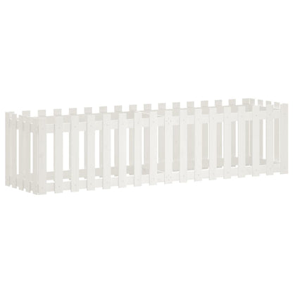Arriate Elevado Jardín Con Valla Madera Pino Blanco 200x50x50cm_0