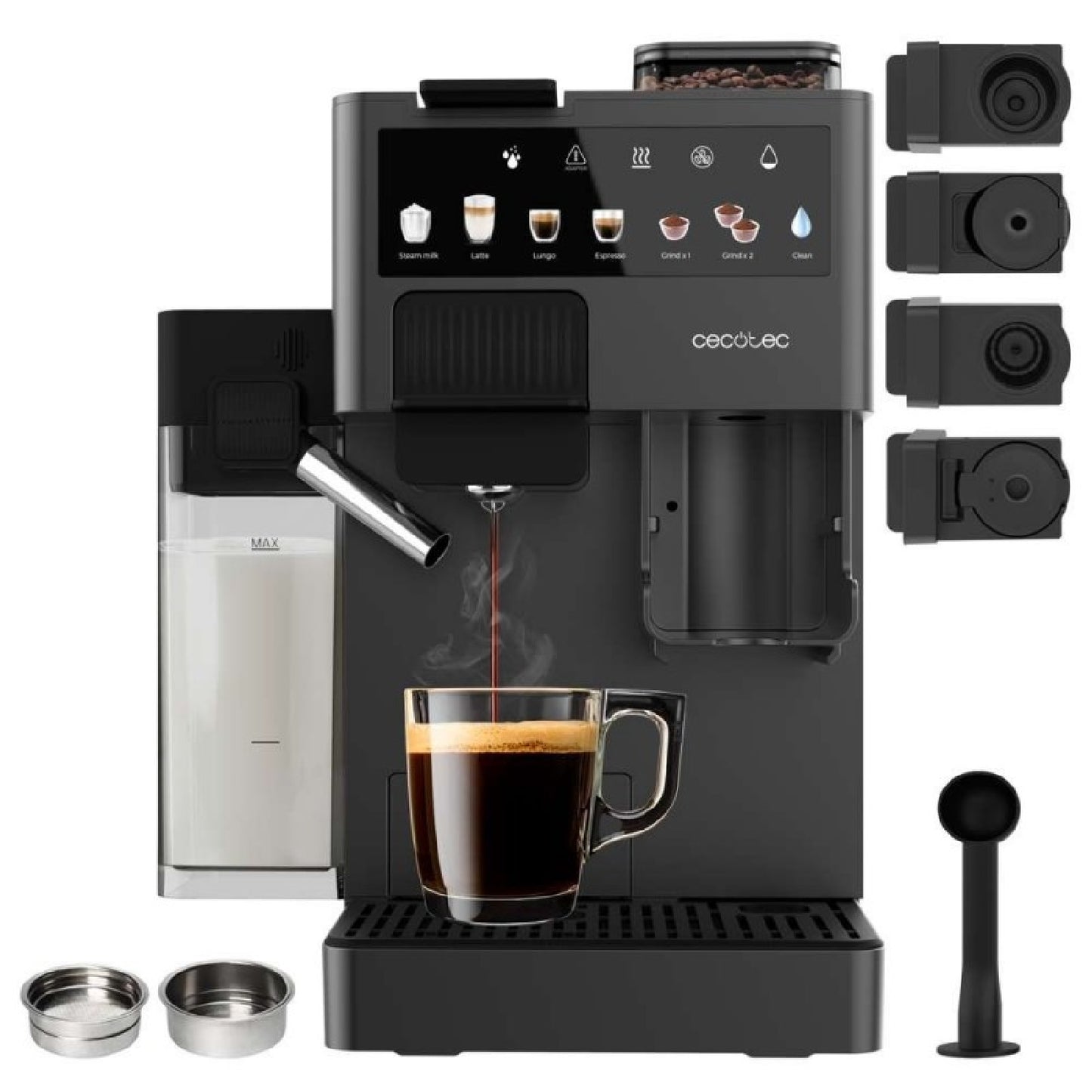 Cecotec Cafetera De Cápsula Freestyle Grind & Latte. 1400w, 20bares, Multicápsulas, Café Grano 40g, Molinillo Cónico, 1._0