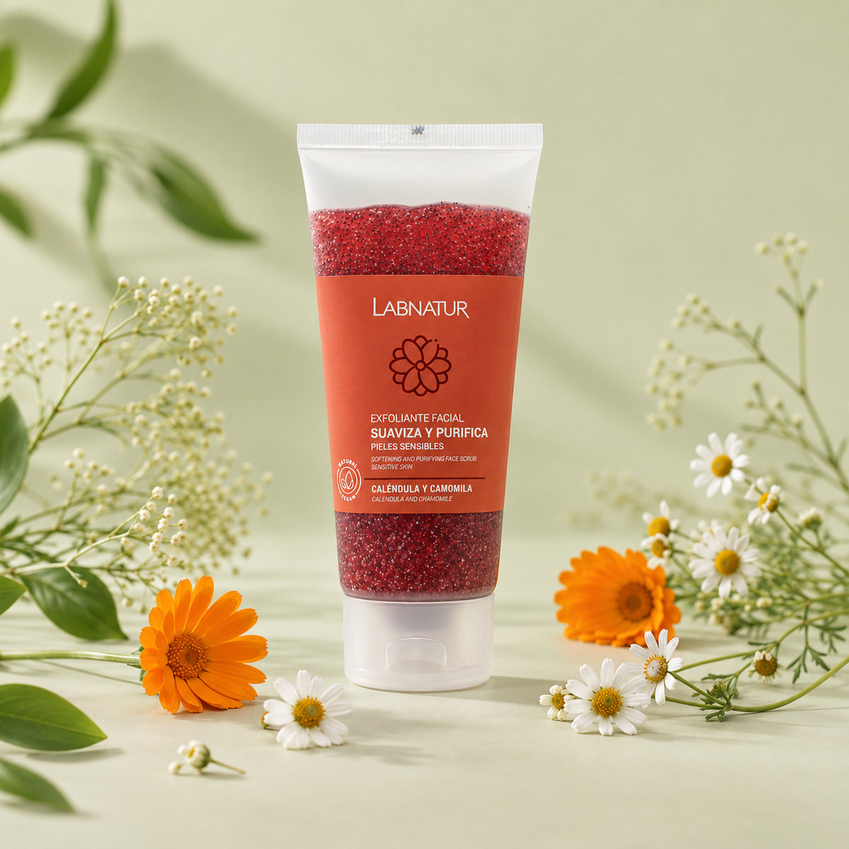 Exfoliante Facial de Caléndula y Camomila Labnatur 100 ml | Gránulos de Coco | Limpieza Suave | Piel Sensible | Vegano_2