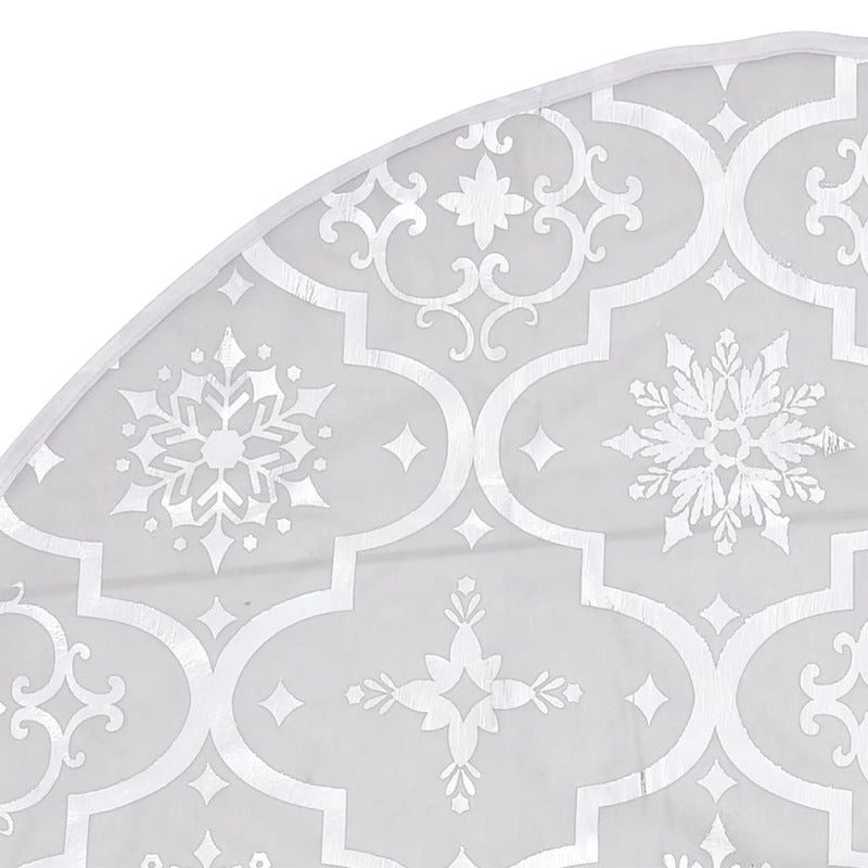 Vidaxl Falda Del Árbol De Navidad De Lujo Y Calcetín Tela Blanco 90 Cm_5