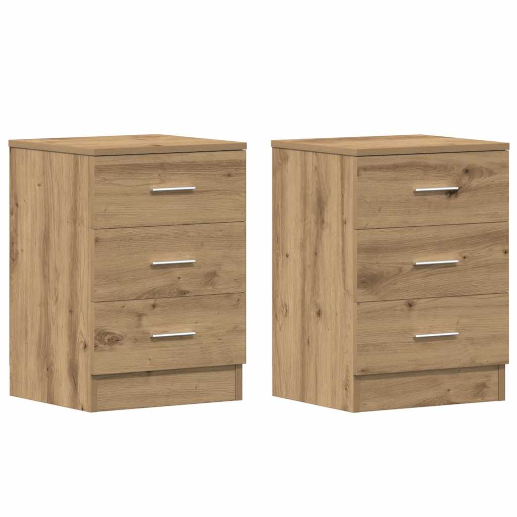 Mesitas De Noche 2 Uds Madera Roble Artisan 38x35x55 Cm_0
