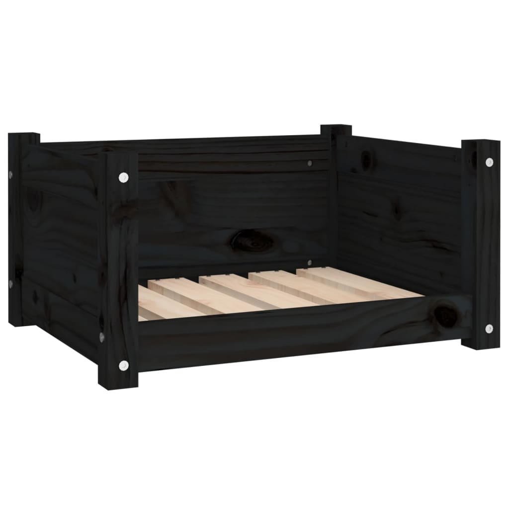 Cama Para Perros Madera Maciza De Pino Negro 55,5x45,5x28 Cm / Vetonek_0