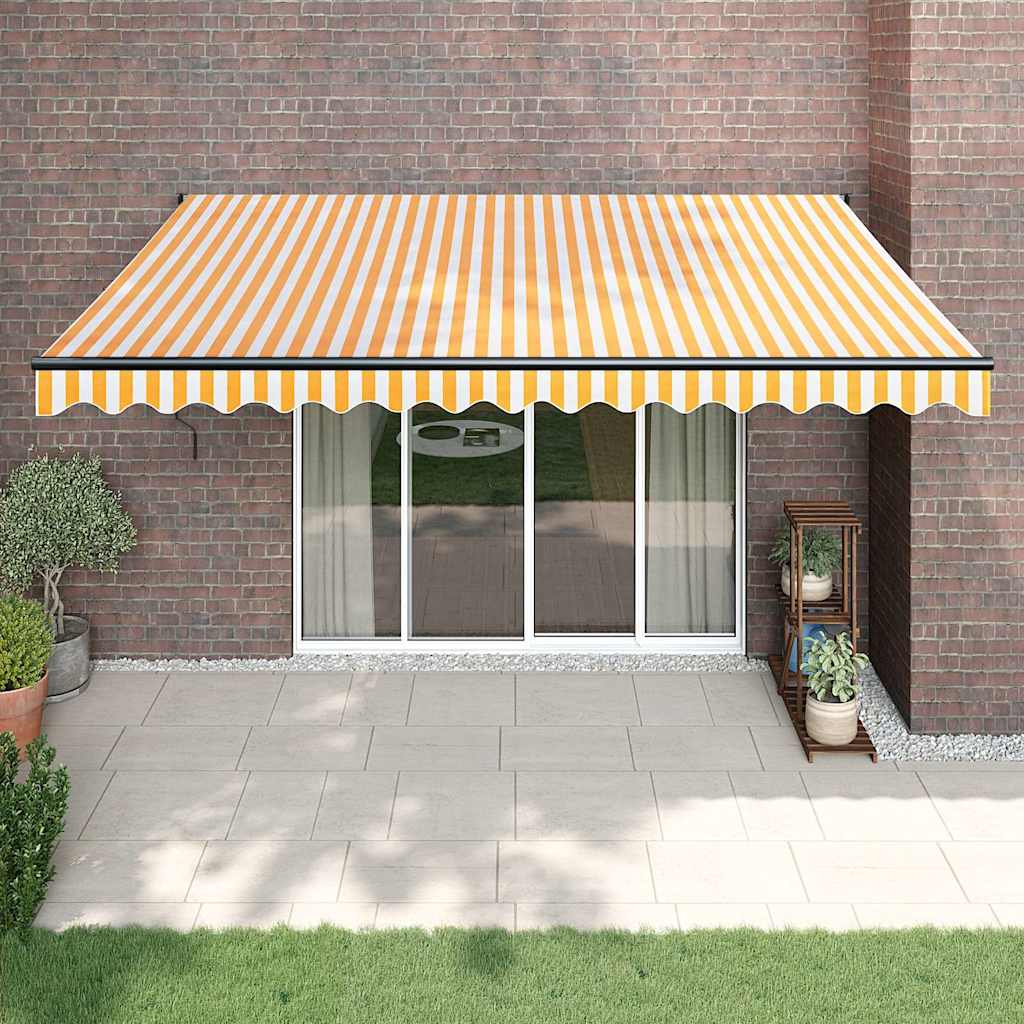 Toldo Retráctil Aluminio Y Tela Amarillo Y Blanco 4x3 M_1