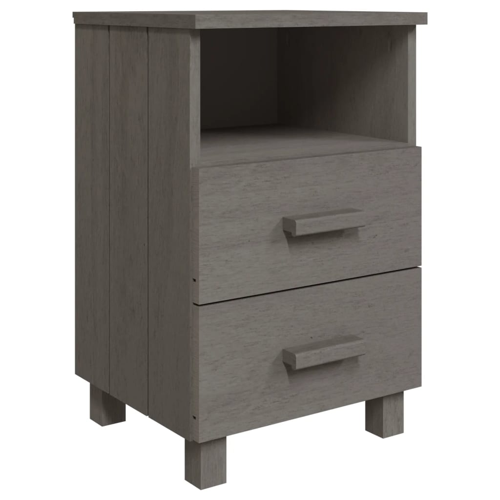 Mesitas Noche 2 Uds Hamar Pino Macizo Gris Claro 40x35x62 Cm_1