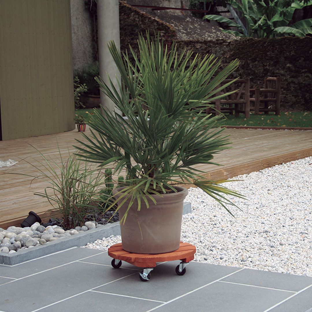 Soporte Con Ruedas Madera Flora Roll Diam 30 Cm Nortene_2