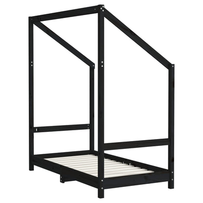 Estructura De Cama Para Niños Madera De Pino Negro 70x140 Cm / Vetonek_2