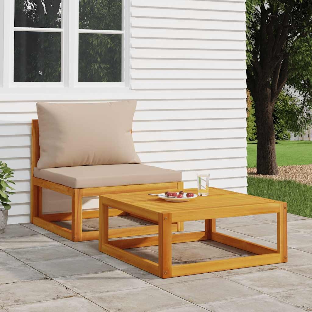 Vidaxl Sofás De Jardín 2 Pzas Con Cojines Madera Maciza Acacia_1