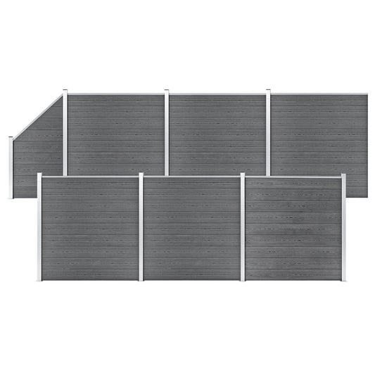 Set De Valla 6 Cuadradas + 1 Oblicua Wpc Gris 1138x186 Cm / Vetonek_0