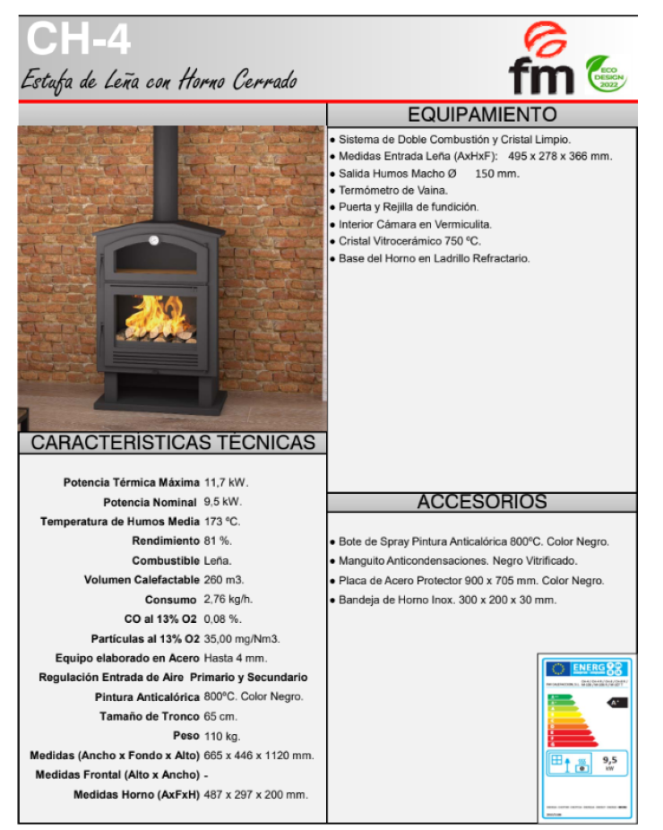 BRICOSOL Estufa de leña con horno cerrado FM Modelo CH-4_2