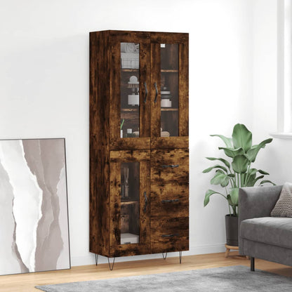 Aparador Alto Madera Contrachapada Roble Ahumado 69,5x34x180 Cm_0